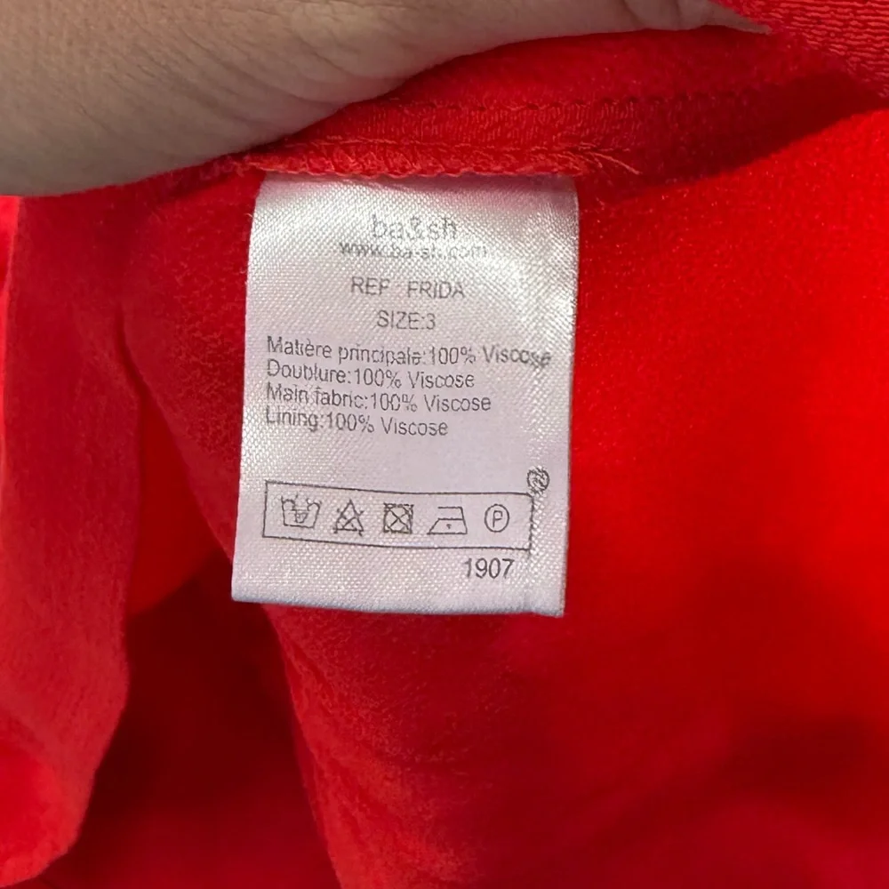 ba&sh Red Short Ruffle-Hem Mini Dress - Picture 4 of 6